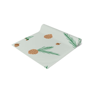 Green Holiday Table Runner - Pinecones
