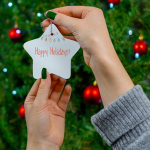 Ceramic Holiday Ornament - Happy Holiday Christmas Lights