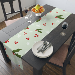 Holiday Table Runner - Holly & Snowflakes