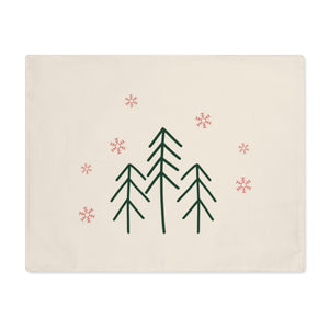 Holiday Table Placemat - Evergreens & Red Snowflakes