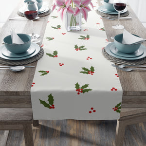 Holiday Table Runner - Red & Green Holly