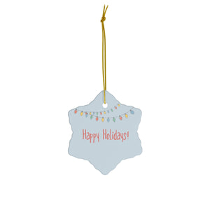 Ceramic Holiday Ornament - Happy Holiday Christmas Lights