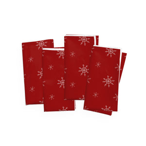 Red Holiday Napkins - Snowflakes