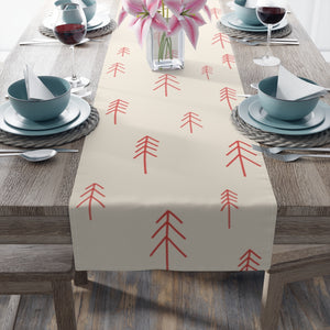 Holiday Table Runner - Red Evergreens
