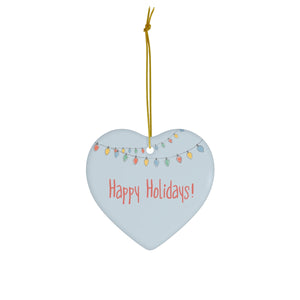 Ceramic Holiday Ornament - Happy Holiday Christmas Lights