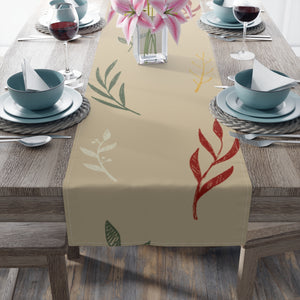 Beige Holiday Table Runner - Colorful Garland