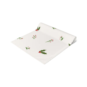 White Holiday Table Runner - Holly