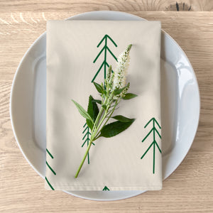 Beige Holiday Napkins - Evergreens