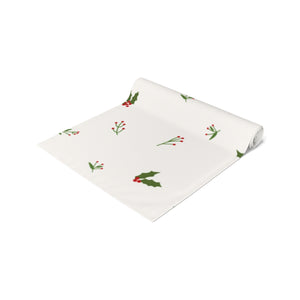 White Holiday Table Runner - Holly