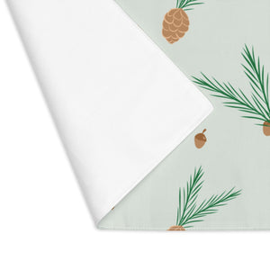 Green Holiday Table Placemat - Pinecones & Acorns