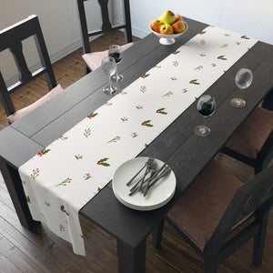 White Holiday Table Runner - Holly