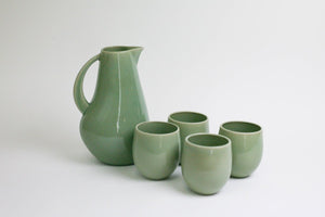 The Party's at Mary's - Large Pitcher & Stoneware Cups Set in Sage