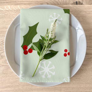 Holiday Napkins - Holly & Snowflakes