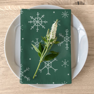 Green Holiday Napkins - Snowflakes