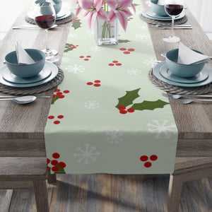 Holiday Table Runner - Holly & Snowflakes