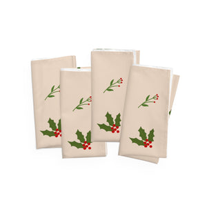 Beige Holiday Napkins - Holly