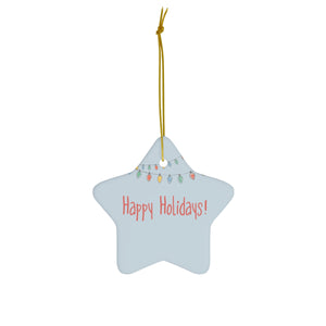 Ceramic Holiday Ornament - Happy Holiday Christmas Lights