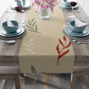 Beige Holiday Table Runner - Colorful Garland