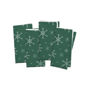 Green Holiday Napkins - Snowflakes
