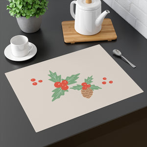 Holiday Table Placemat - Holly & Pinecones
