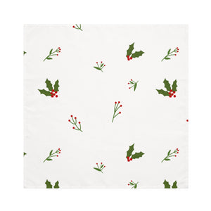 White Holiday Napkins - Holly