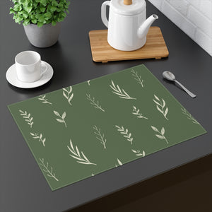 Green Holiday Table Placemat - White Garland