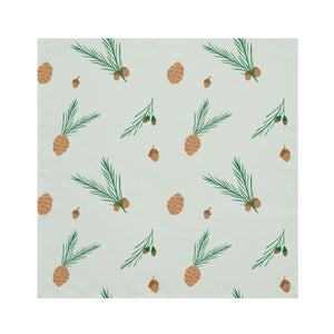 Green Holiday Napkins - Pinecones & Acorns