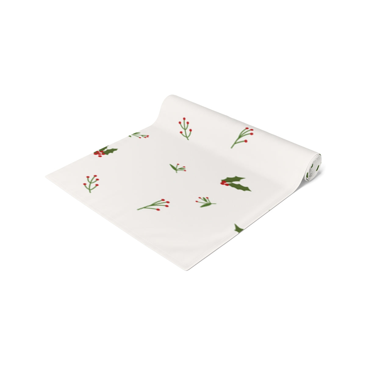 White Holiday Table Runner - Holly