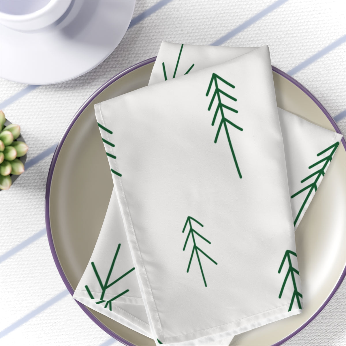 White Holiday Napkins - Evergreens