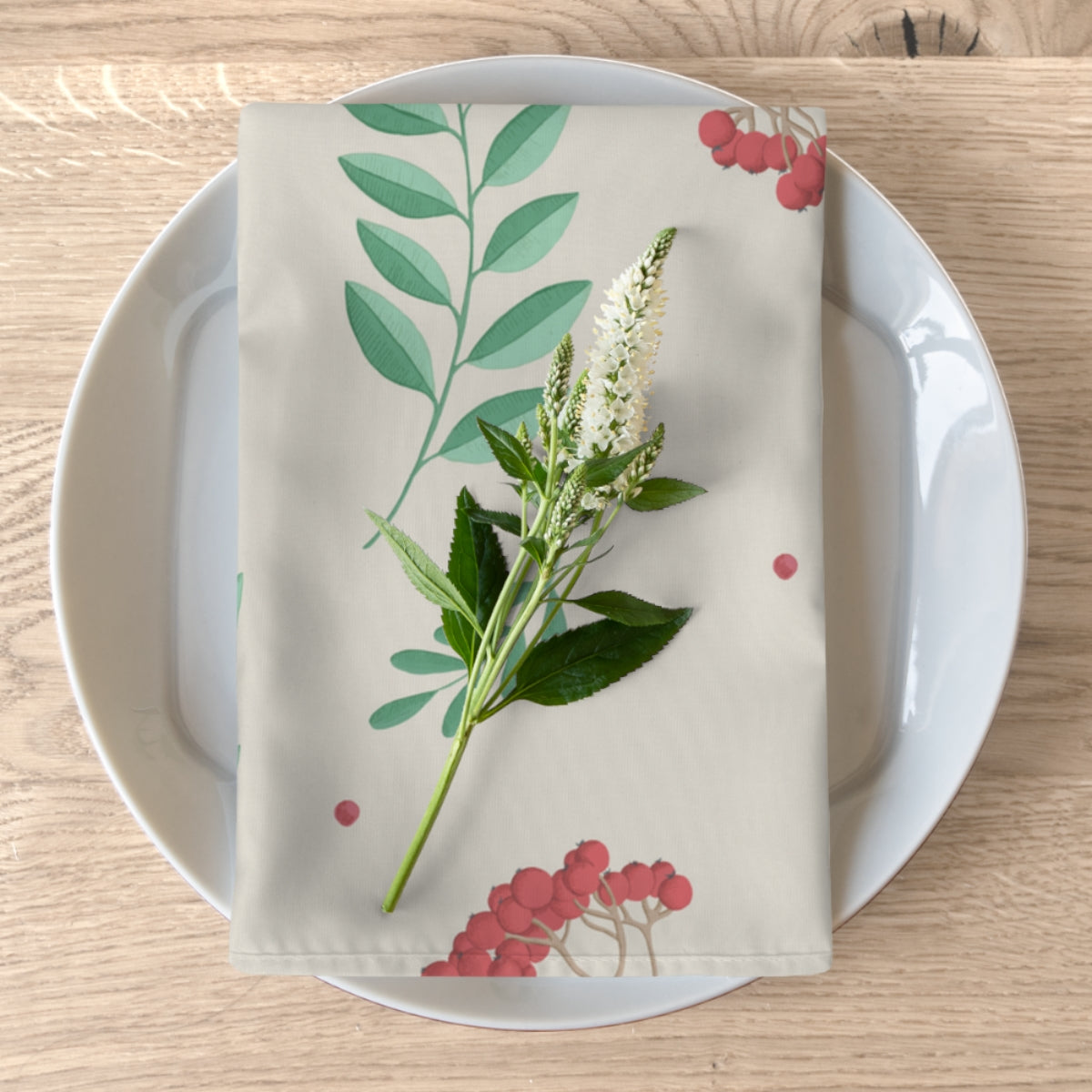 Holiday Napkins - Red &amp; Green Evergreens