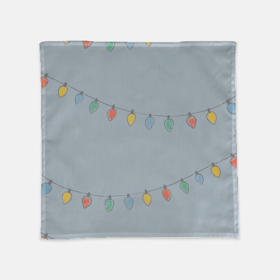 Blue Holiday Cloth Napkins - Christmas Lights