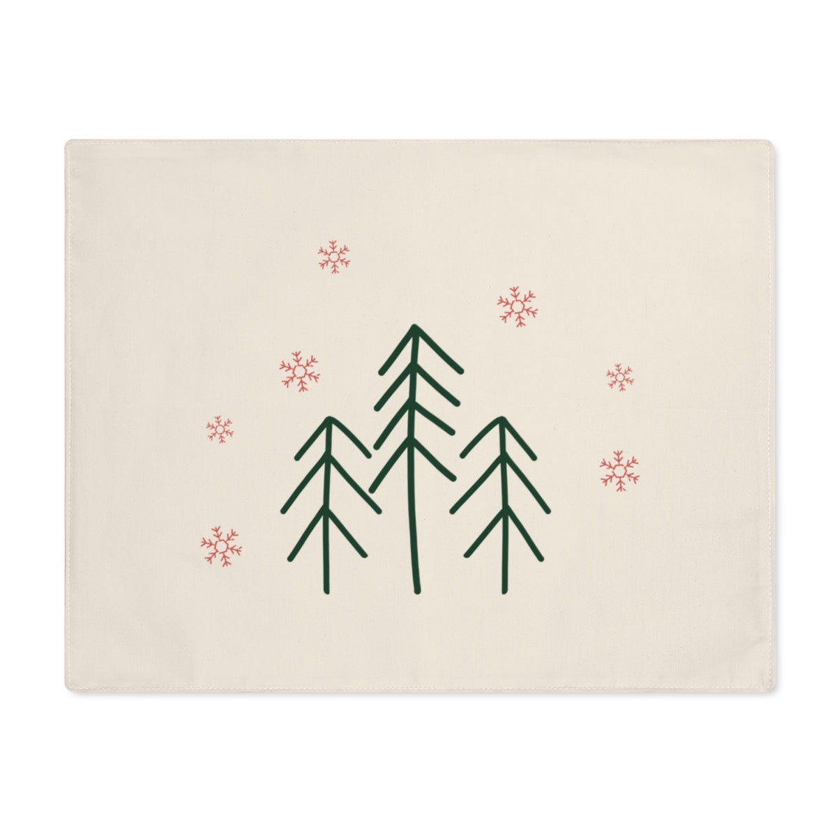 Holiday Table Placemat - Evergreens &amp; Red Snowflakes