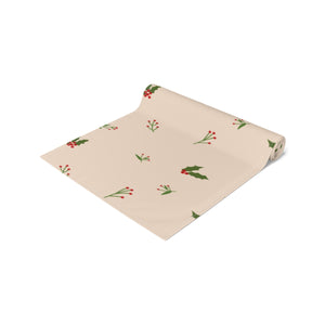 Beige Holiday Table Runner - Holly
