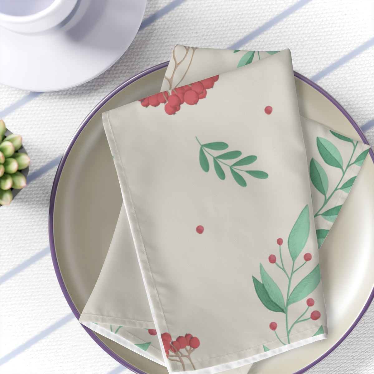 Holiday Napkins - Red &amp; Green Evergreens
