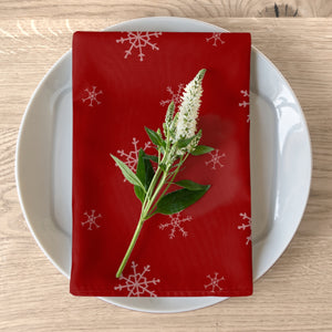 Red Holiday Napkins - Snowflakes