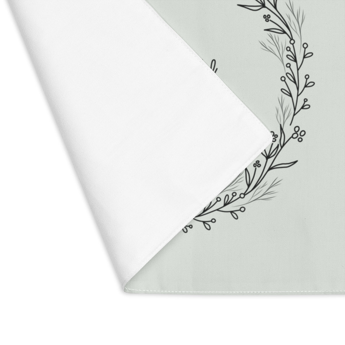 Holiday Table Placemat - Black Merry Christmas Wreath