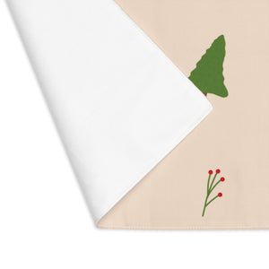 Beige Holiday Table Placemat - Evergreen Trees & Holly
