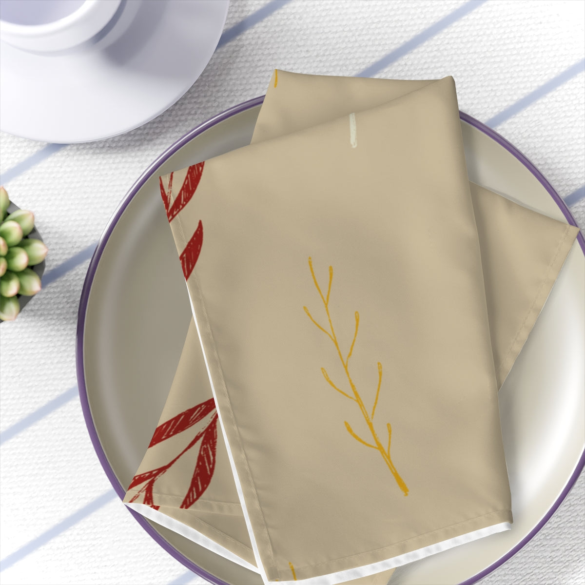 Beige Holiday Napkins - Colorful Garland