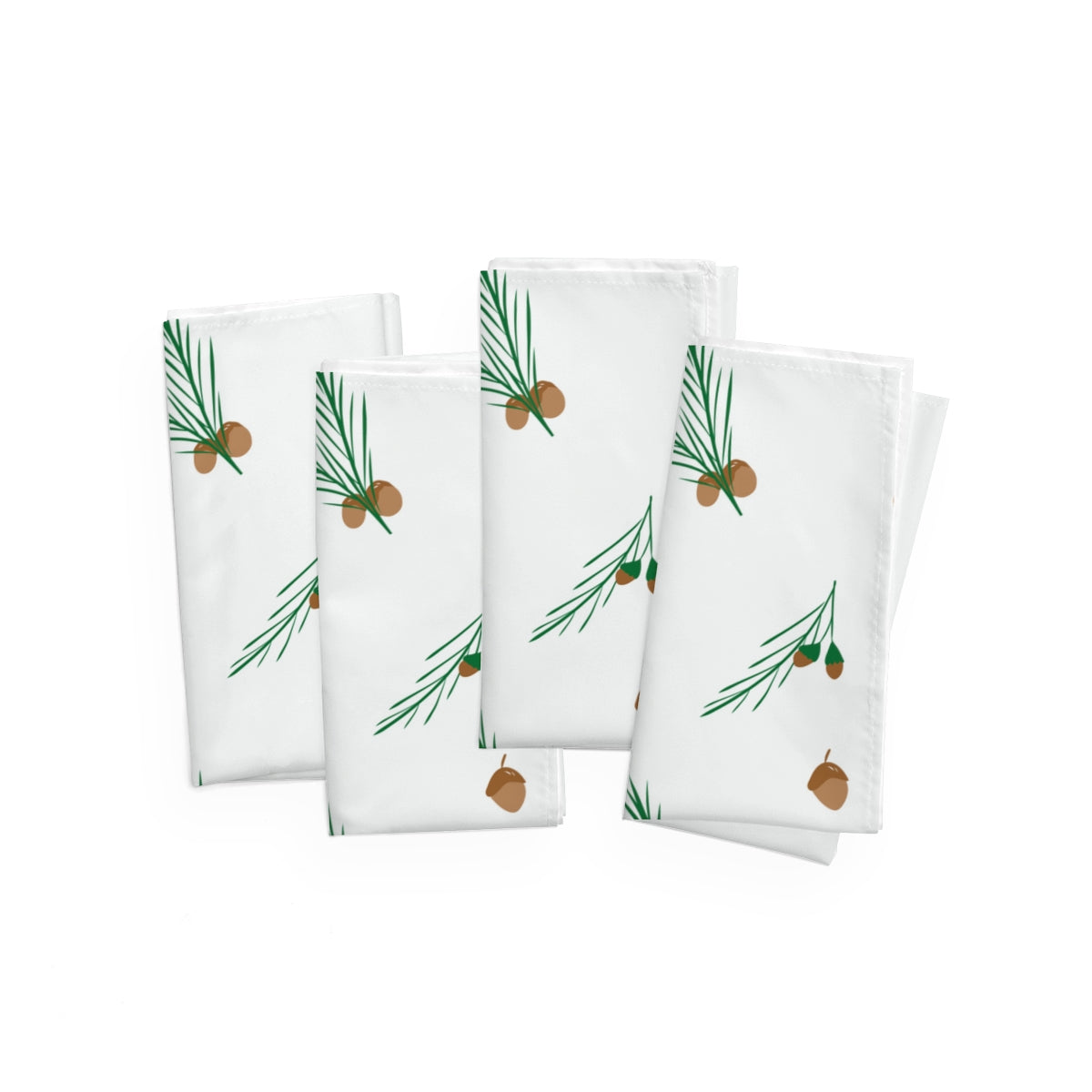 White Holiday Napkins - Pinecones &amp; Acorns