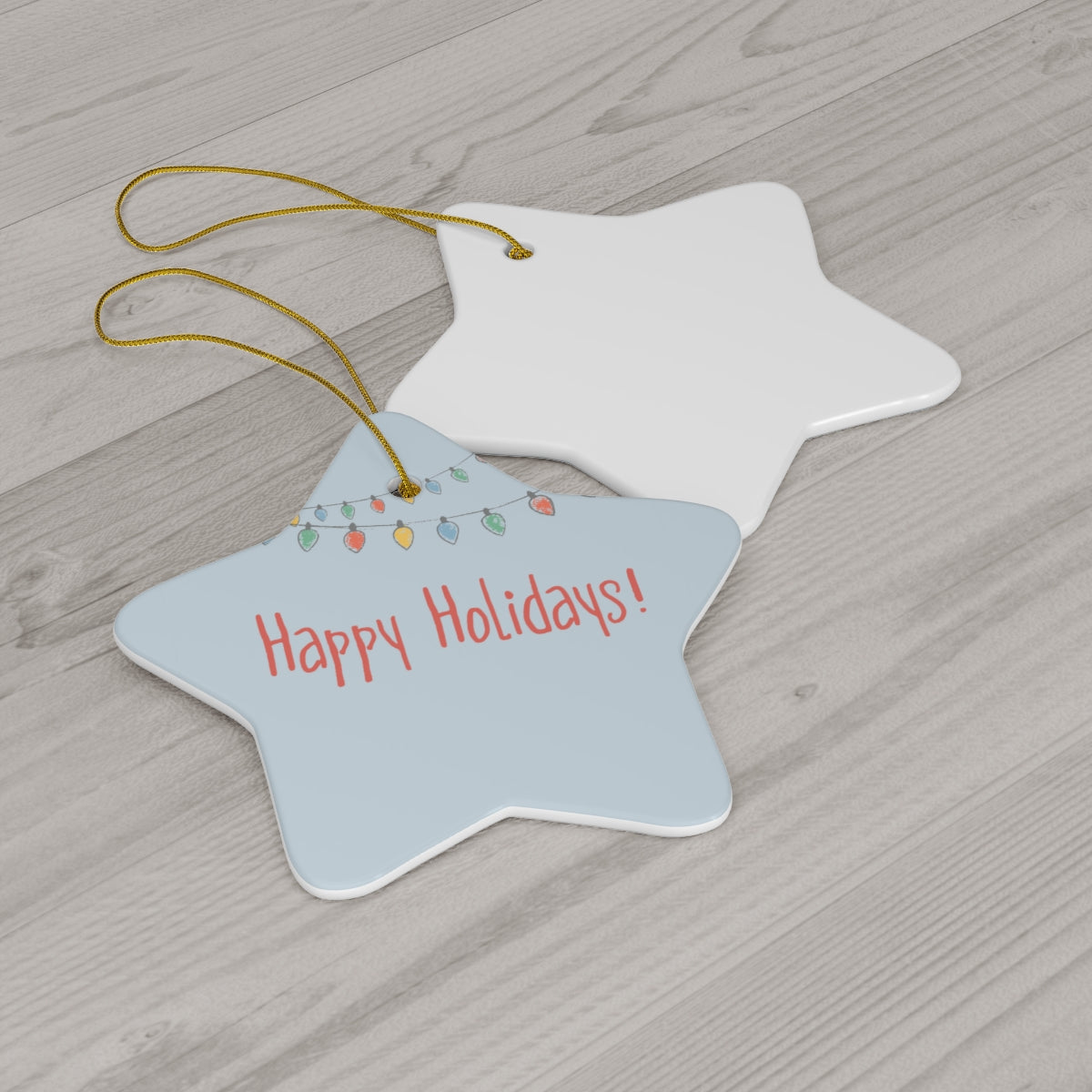 Ceramic Holiday Ornament - Happy Holiday Christmas Lights