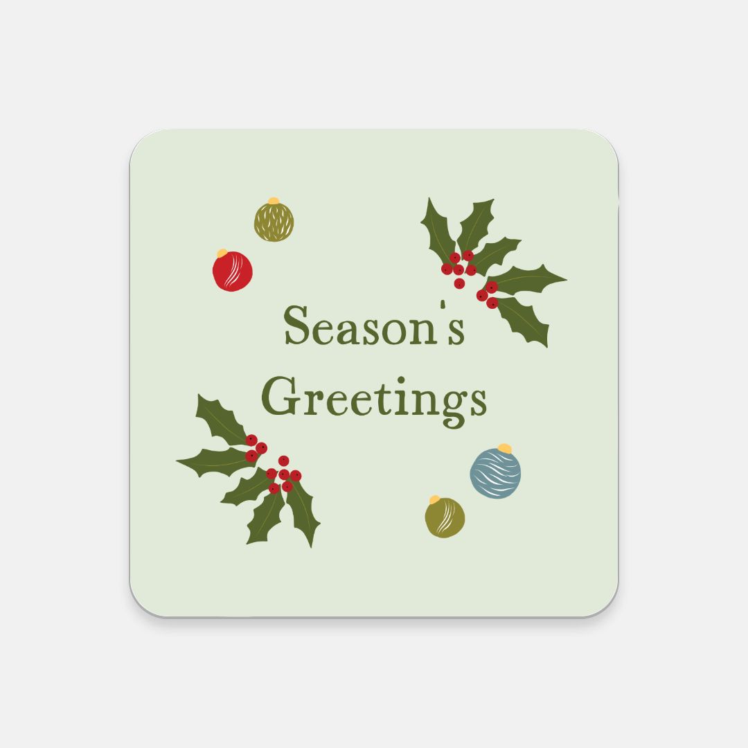 Cork Back Coaster - Season&#39;s Greetings