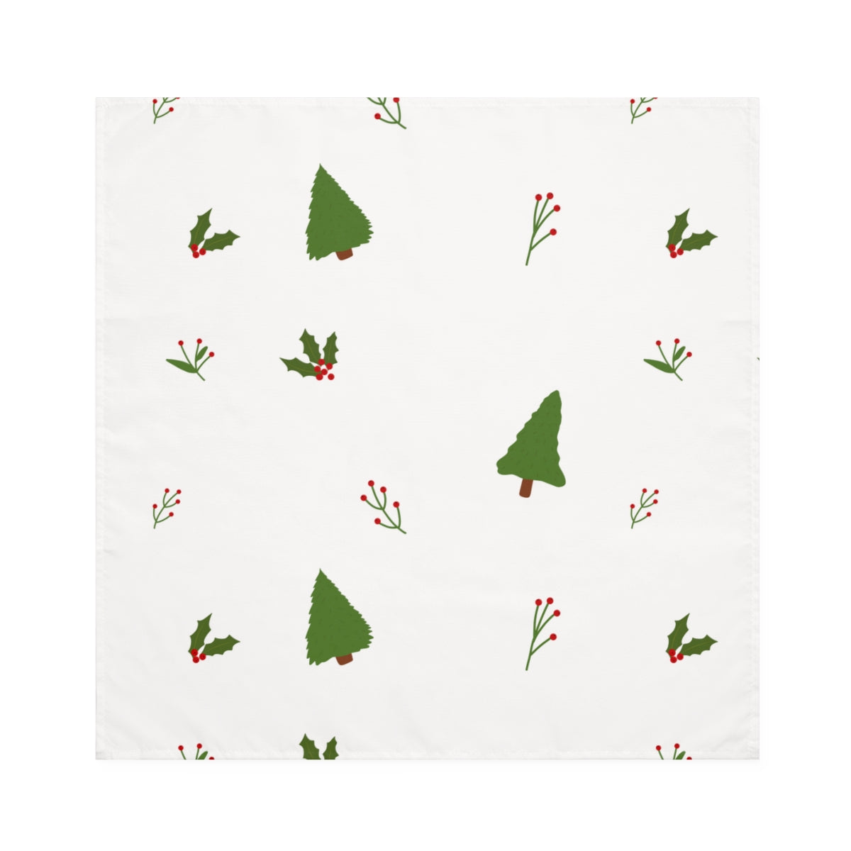 White Holiday Napkins - Evergreen Trees &amp; Holly