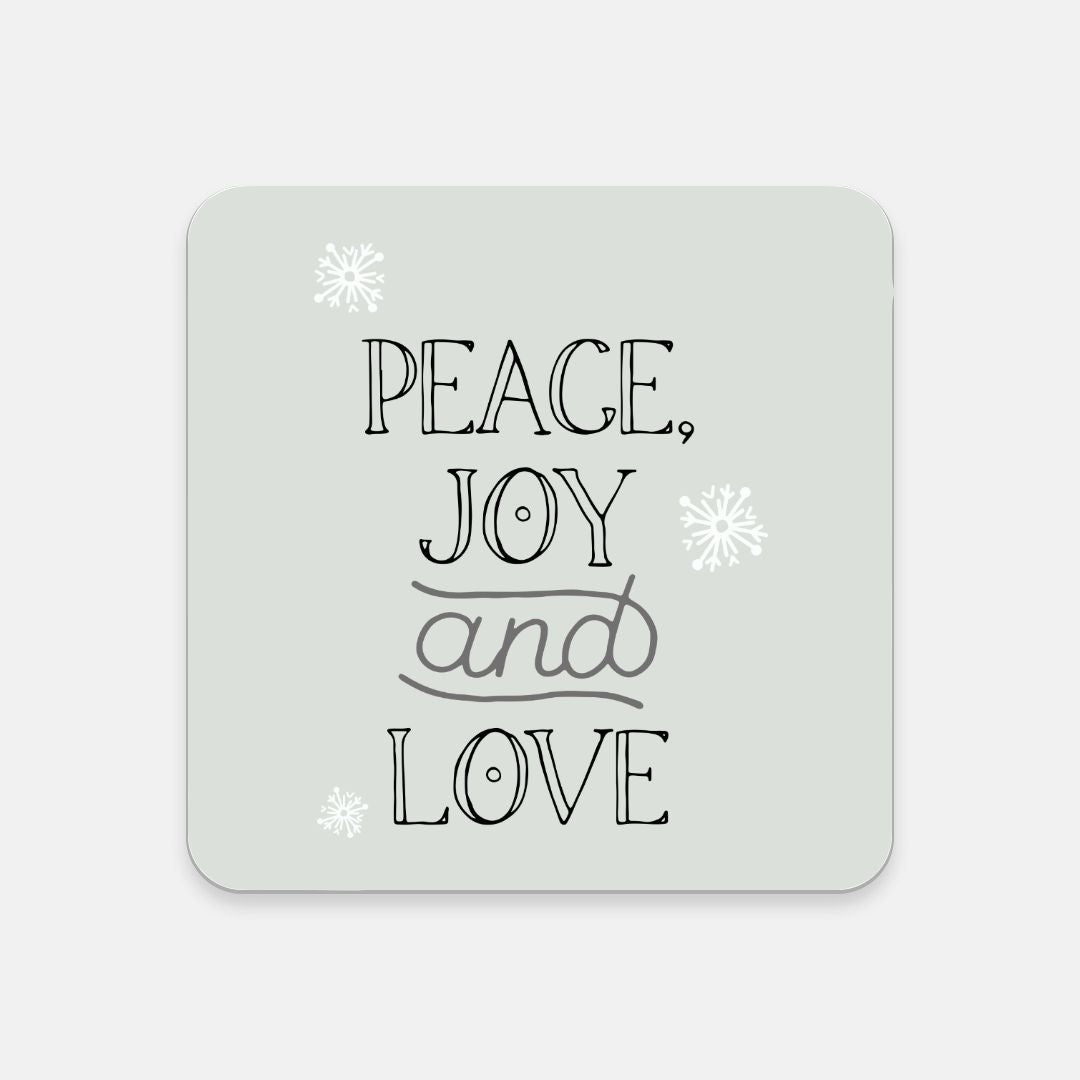 Cork Back Coaster - Peace, Joy &amp; Love
