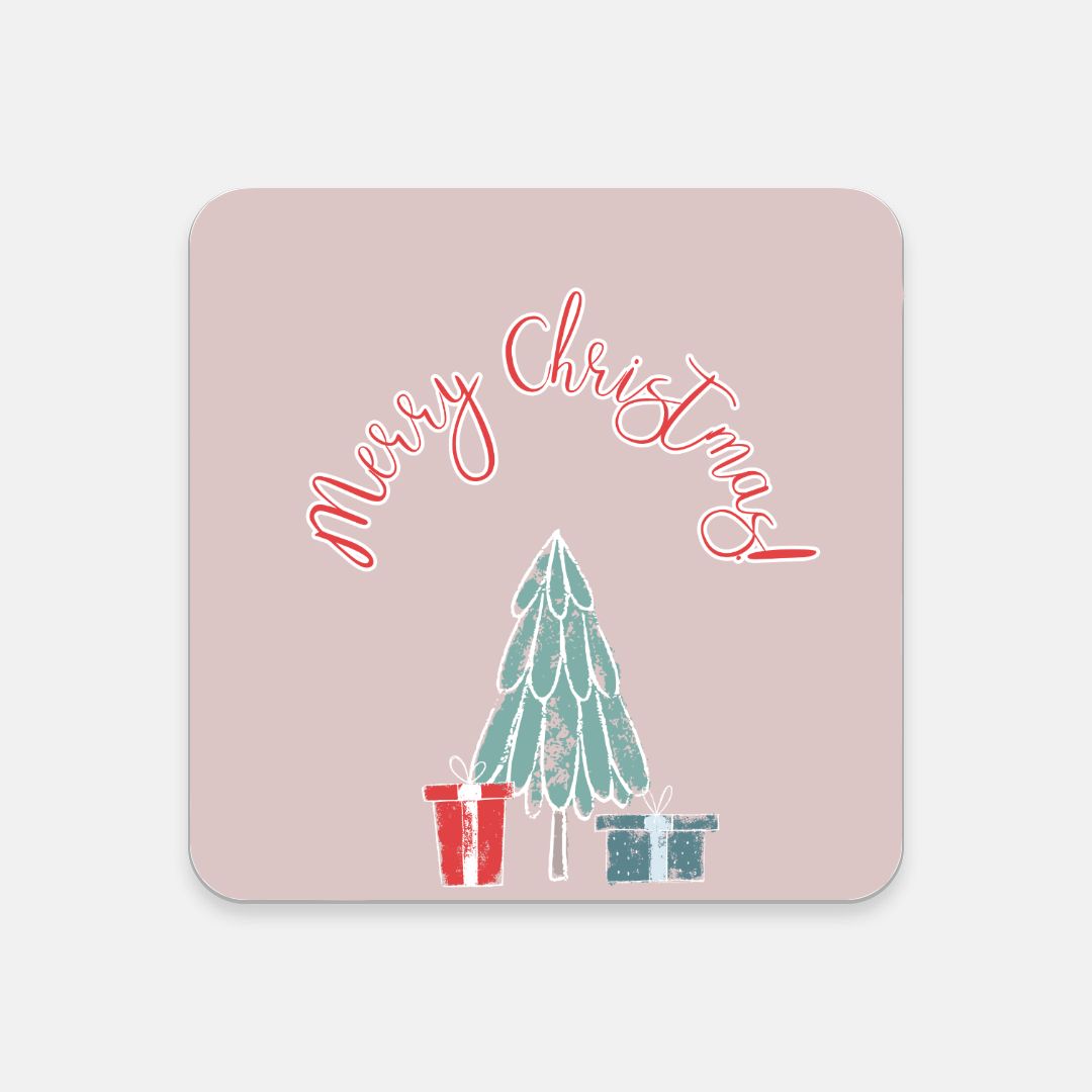 Cork Back Coaster - Merry Christmas Presents