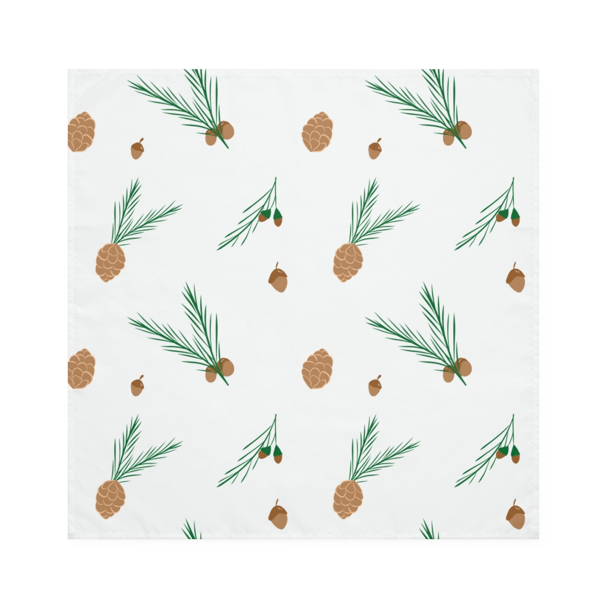White Holiday Napkins - Pinecones &amp; Acorns