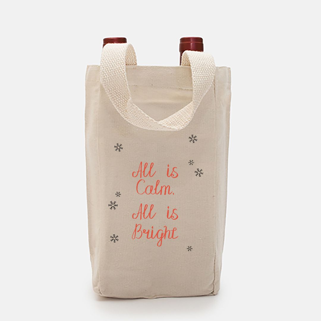 Double Bottle Canvas Wine Tote - All is Calm