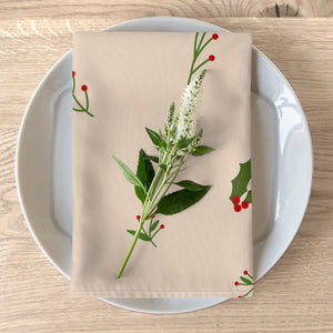 Beige Holiday Napkins - Holly