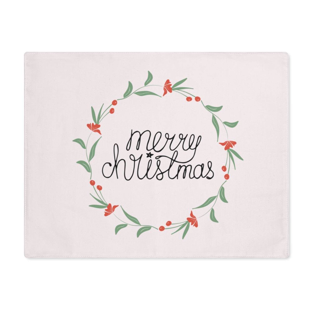 Holiday Table Placemat - Colorful Merry Christmas Wreath