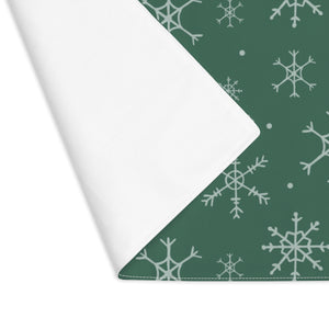Green Holiday Table Placemat - Snowflakes