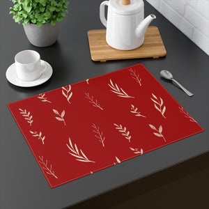 Red Holiday Table Placemat - White Garland
